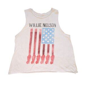 Zion Rootswear Cropped Raw Hem Sleeveless Willie Nelson TShirt-L-GUC